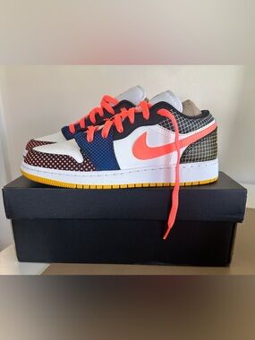 Nike Air Jordan 1 Low MMD BG White/Bright Mango/Black/Blue